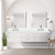 Lexora Castor 84 inch W White Double Sink Wall Hung Vanity Cabinet, Cultured Marble Top, Faucet Set, and 36 in Mirrors - LVC84DA311