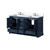 Lexora Dukes 60 in. W Navy Blue Double Sink Vanity Cabinet, Cultured Marble Top, and Faucet Set - LVD60DE301