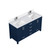 Lexora Jacques 60 in. W Navy Blue Double Sink Vanity Cabinet, Cultured Marble Top, and Faucet Set - LVJ60DE301