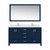Lexora Jacques 60 in. W Navy Blue Double Sink Vanity Cabinet, Cultured Marble Top, Faucet Set, and 58 in. Mirror - LVJ60DE311