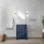 Lexora Lafarre 24 inch W x 20 in D Navy Blue Bath Vanity Cabinet, White Quartz Top, Chrome Faucet Set and 18 in Mirror - LVLF24SNB211