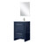 Lexora Lafarre 24 inch W x 20 in D Navy Blue Bath Vanity Cabinet, Cultured Marble Top, Brushed Nickel Faucet Set and 18 in Mirror - LVLF24SNB312