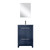 Lexora Lafarre 24 inch W x 20 in D Navy Blue Vanity Cabinet, Cultured Marble Top, Gun Metal Faucet Set and 18 in Mirror - LVLF24SNB313