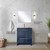 Lexora Lafarre 30 inch W x 20 in D Navy Blue Vanity Cabinet, Cultured Marble Top, Gun Metal Faucet Set and 28 in Mirror - LVLF30SNB313