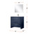 Lexora Lafarre 36 inch W x 20 in D Navy Blue Bath Vanity Cabinet, White Quartz Top, Brushed Nickel Faucet Set and 28 in Mirror - LVLF36SNB212