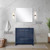 Lexora Lafarre 36 inch W x 20 in D Navy Blue Bath Vanity Cabinet, White Quartz Top, Brushed Nickel Faucet Set and 28 in Mirror - LVLF36SNB212