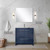 Lexora Lafarre 36 inch W x 20 in D Navy Blue Vanity Cabinet, White Quartz Top, Gun Metal Faucet Set and 28 in Mirror - LVLF36SNB213