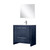 Lexora Lafarre 36 inch W x 20 in D Navy Blue Bath Vanity Cabinet, Cultured Marble Top, Chrome Faucet Set and 28 in Mirror - LVLF36SNB311