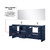 Lexora Lafarre 80 inch W x 20 in D Navy Blue Double Sink Vanity Cabinet, White Quartz Top, Brushed Nickel Faucet Set and 70 in Mirror - LVLF80DNB212
