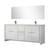 Lexora Lafarre 80 inch W x 20 in D White Double Sink Vanity Cabinet, White Quartz Top, Gun Metal Faucet Set and 70 in Mirror - LVLF80DW213