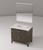 Lexora Laurel 36 inch W Brown Oak Vanity Cabinet White Quartz Countertop and 34 in Mirror - LVL36SK210