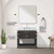 Lexora Norwalk 36 inch W Black Oak Vanity Cabinet Carrara Marble Countertop, 34 in Mirror and Faucet Set - LVN36SJ111