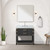 Lexora Norwalk 36 inch W Black Oak Vanity Cabinet Carrara Marble Countertop, 34 in Mirror and Faucet Set - LVN36SJ111