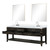 Lexora Norwalk 84 inch W Black Oak Double Sink Vanity Cabinet, White Quartz Top, Faucet Set, and 36 in Mirrors - LVN84DJ211