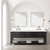 Lexora Norwalk 84 inch W Black Oak Double Sink Vanity Cabinet, White Quartz Top, Faucet Set, and 36 in Mirrors - LVN84DJ211