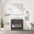 Lexora Norwalk 36 inch W Brown Oak Vanity Cabinet Carrara Marble Countertop, 34 in Mirror and Faucet Set - LVN36SK111
