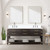 Lexora Norwalk 72 inch W Brown Oak Double Sink Vanity Cabinet, White Quartz Top, Faucet Set, and 34 in Mirrors - LVN72DK211