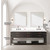 Lexora Norwalk 84 inch W Brown Oak Double Sink Vanity Cabinet, White Quartz Top, Faucet Set, and 36 in Mirrors - LVN84DK211