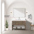 Lexora Norwalk 48 inch W Grey Oak Vanity Cabinet, White Quartz Top, Faucet Set, and 46 in Mirror - LVN48SR211