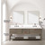Lexora Norwalk 84 inch W Grey Oak Double Sink Vanity Cabinet, White Quartz Top, Faucet Set, and 36 in Mirrors - LVN84DR211