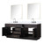 Lexora Abbey 80 inch W Black Oak Double Sink Vanity Cabinet, White Quartz Top, Faucet Set, and 36 in Mirrors - LVA80DJ211