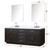 Lexora Abbey 84 inch W Black Oak Double Sink Vanity Cabinet, Cultured Marble Top, Faucet Set, and 36 in Mirrors - LVA84DJ311