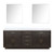 Lexora Abbey 84 inch W Brown Oak Double Sink Vanity Cabinet, White Quartz Top, and 36 in Mirrors - LVA84DK210