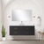 Lexora Castor 48 inch W Black Single Bath Wall Hung Vanity Cabinet, Cultured Marble Top, and Faucet Set - LVC48SL301