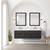 Lexora Castor 60 inch W Black Double Sink Wall Hung Vanity Cabinet, White Quartz Top, and 28 in Mirrors - LVC60DL210
