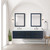 Lexora Castor 72 inch W Blue Double Sink Wall Hung Vanity Cabinet, White Quartz Top, and 34 in Mirrors - LVC72DE210