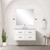 Lexora Castor 36 inch W White Single Bath Wall Hung Vanity Cabinet, White Quartz Top, and Faucet Set - LVC36SA201