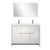 Lexora Lafarre 48 inch W x 20 in D White Double Sink Vanity Cabinet, White Quartz Top, Gun Metal Faucet Set and 43 in Mirror - LVLF48DW213