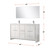 Lexora Lafarre 60 inch W x 20 in D White Double Sink Vanity Cabinet, White Quartz Top, Chrome Faucet Set and 55 in Mirror - LVLF60DW211