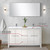 Lexora Lafarre 60 inch W x 20 in D White Double Sink Vanity Cabinet, White Quartz Top, Chrome Faucet Set and 55 in Mirror - LVLF60DW211