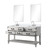 Lexora Norwalk 60 inch W White Oak Double Sink Vanity Cabinet, Cultured Marble Top, Faucet Set, and 28 in Mirrors - LVN60DM311