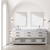 Lexora Norwalk 84 inch W White Oak Double Sink Vanity Cabinet, Carrara Marble Top, Faucet Set, and 36 in Mirrors - LVN84DM111