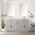 Lexora Abbey 60 inch W White Oak Double Sink Vanity Cabinet Carrara Marble Countertop, 55 in Mirror and Faucet Set - LVA60DM111