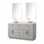 Lexora Abbey 60 inch W White Oak Double Sink Vanity Cabinet White Quartz Countertop, 55 in Mirror and Faucet Set - LVA60DM211
