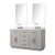 Lexora Abbey 60 inch W White Oak Double Sink Vanity Cabinet Cultured Marble Countertop, 55 in Mirror and Faucet Set - LVA60DM311