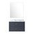 Lexora Castor 30 inch W Blue Single Bath Wall Hung Vanity Cabinet Carrara Marble Countertop and 28 in Mirror - LVC30SE110