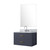 Lexora Castor 30 inch W Blue Single Bath Wall Hung Vanity Cabinet Carrara Marble Countertop, 28 in Mirror and Faucet Set - LVC30SE111