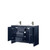 Lexora Lafarre 48 inch W x 20 in D Navy Blue Double Sink Vanity Cabinet, White Quartz Top and Gun Metal Faucet Set - LVLF48DNB203