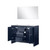Lexora Lafarre 48 inch W x 20 in D Navy Blue Double Sink Vanity Cabinet, White Quartz Top and 43 in Mirror - LVLF48DNB210
