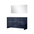 Lexora Lafarre 60 inch W x 20 in D Navy Blue Double Sink Vanity Cabinet, White Quartz Top and 55 in Mirror - LVLF60DNB210