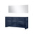 Lexora Lafarre 72 inch W x 20 in D Navy Blue Double Sink Vanity Cabinet, White Quartz Top and 70 in Mirror - LVLF72DNB210