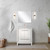 Lexora Lafarre 30 inch W x 20 in D White Bath Vanity Cabinet, White Quartz Top and Rose Gold Faucet Set - LVLF30SW204