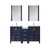 Lexora Volez 60 inch W Navy Blue Double Sink Vanity Cabinet with Side Cabinet, Faucet Set, White Ceramic Top, and 22 in Mirrors - LV341860SEESM22F