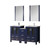 Lexora Volez 60 inch W Navy Blue Double Sink Vanity Cabinet with Side Cabinet, Faucet Set, White Ceramic Top, and 22 in Mirrors - LV341860SEESM22F