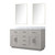 Lexora Abbey 60 inch W White Oak Double Sink Vanity Cabinet Carrara Marble Countertop and 55 in Mirror - LVA60DM110