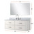 Lexora Castor 48 inch W White Single Bath Wall Hung Vanity Cabinet Carrara Marble Countertop, 43 in Mirror and Faucet Set - LVC48SA111